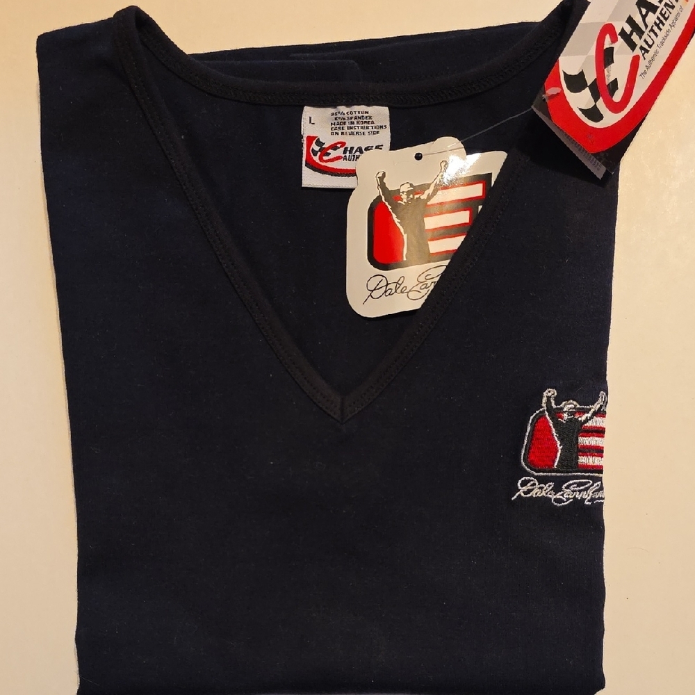 Chase Authentics Black V-Neck T-Shirt with Embroidered Logo